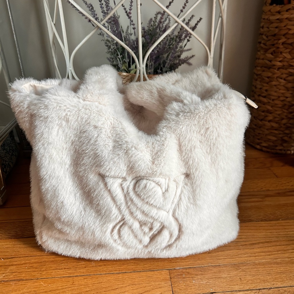 Victoria's Secret Cream Faux Fur Bag